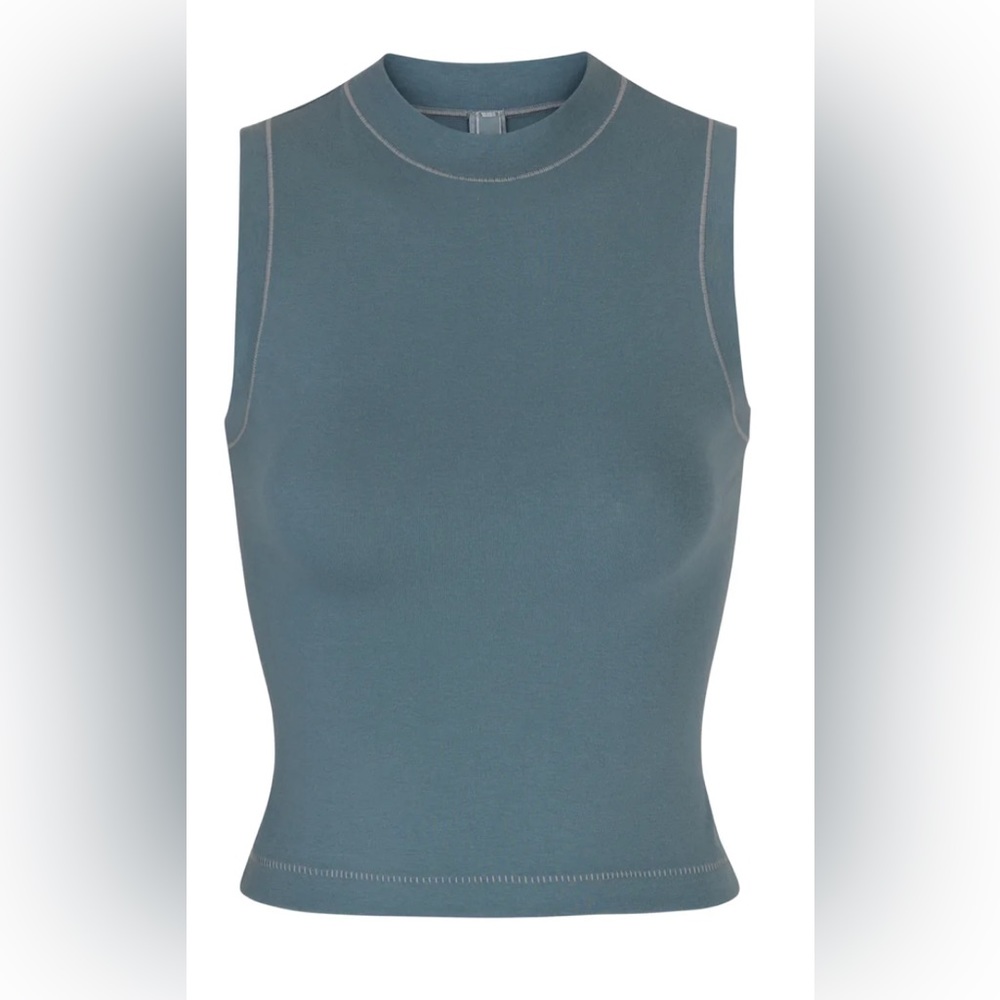 Skims Cotton Jersey Mock Neck Tank Top XL in Kyanite